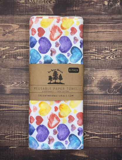 Reusable Paper Towel- Rainbow Hearts